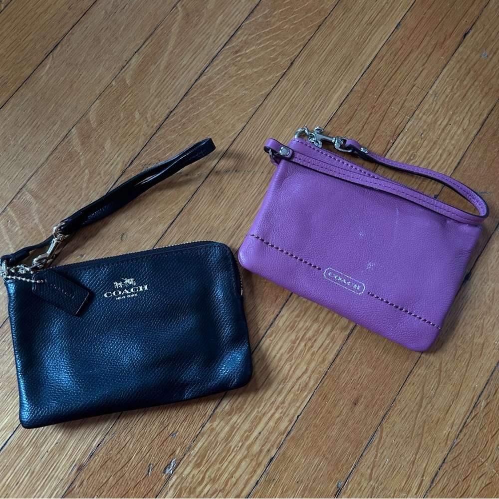 Coach Black and Pink Wristlet Set